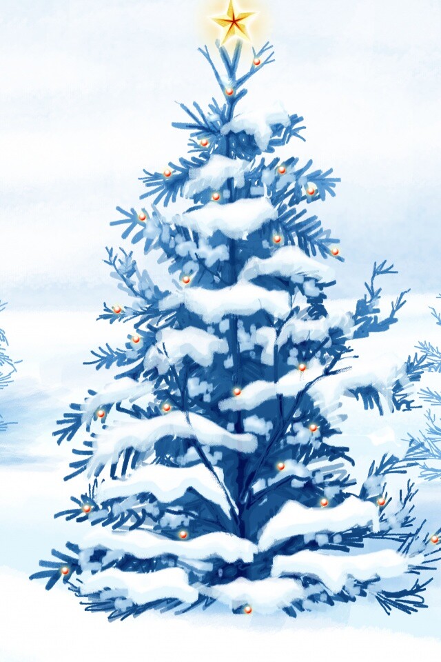 Украшенная ёлочка в лесу обои