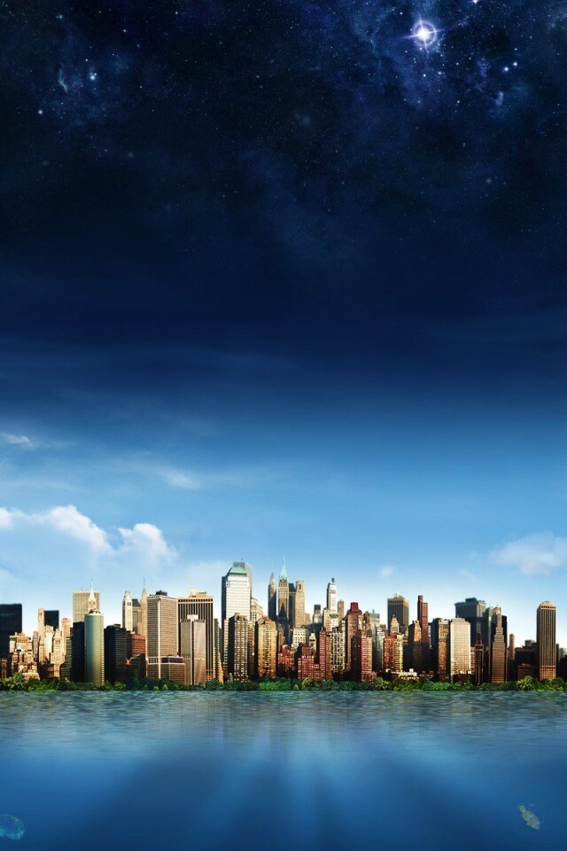 Город на острове обои