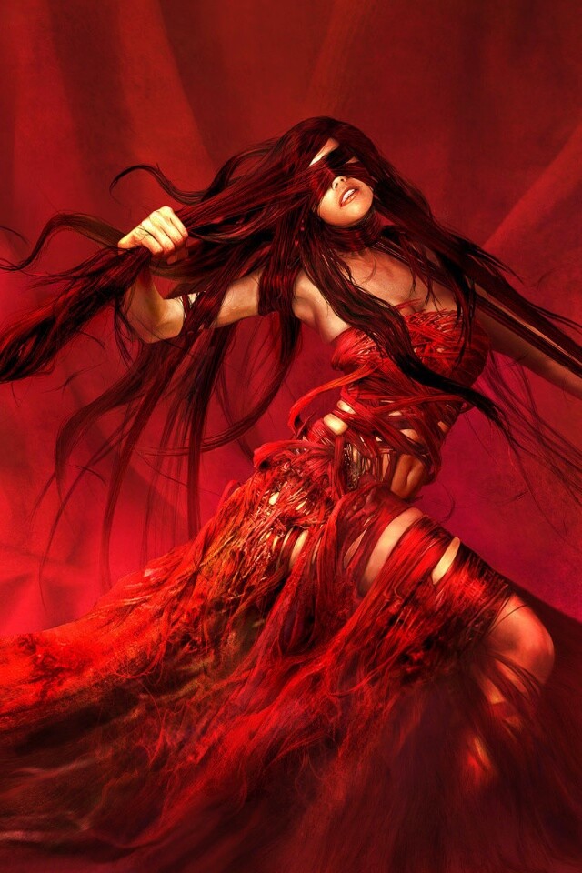 Девушка в красной мантии обои