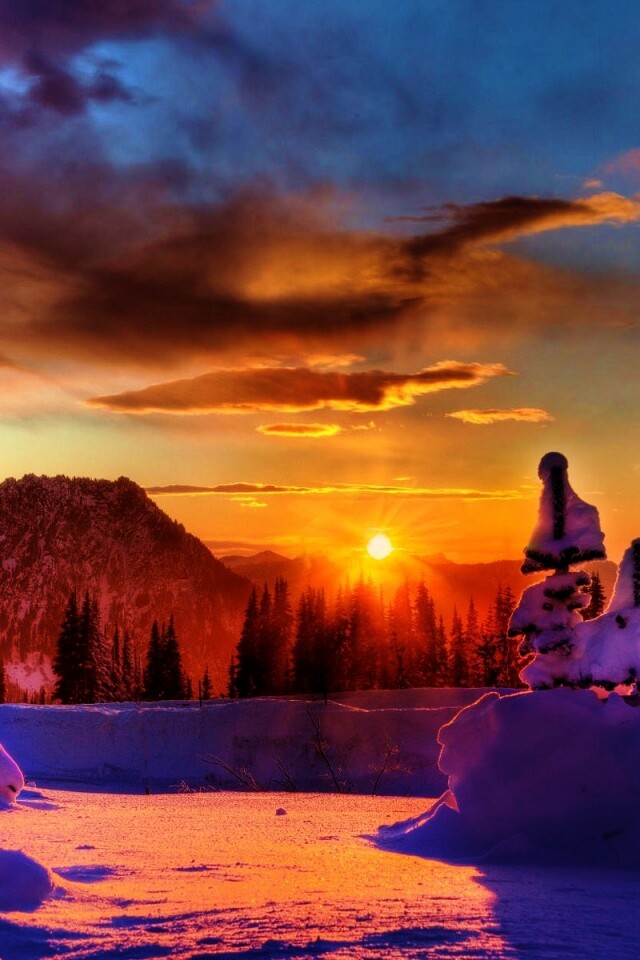 Зимнее солнце обои