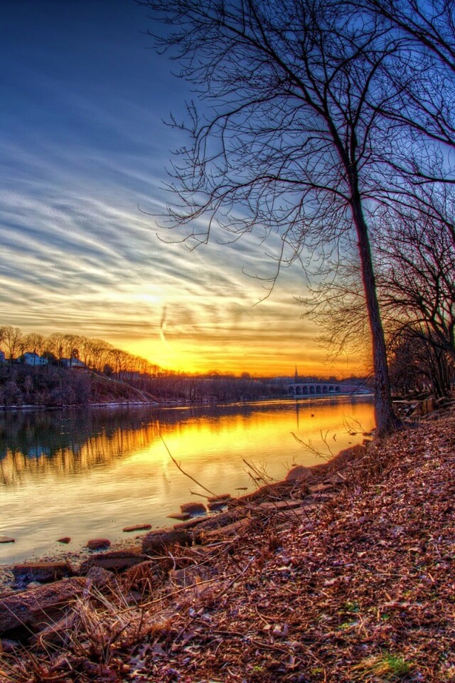 Осенний закат обои