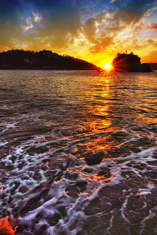 Закат в лагуне обои