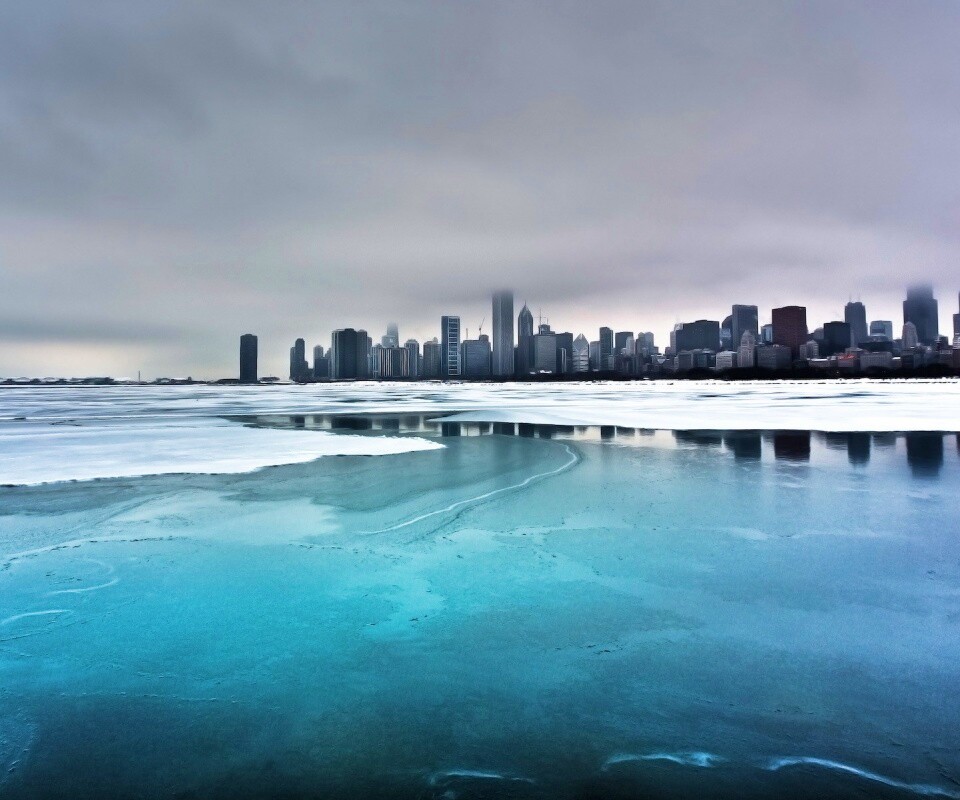 Зимний город обои