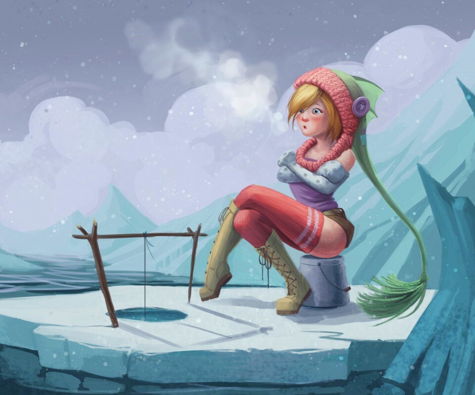 Тяготы зимней рыбалки обои