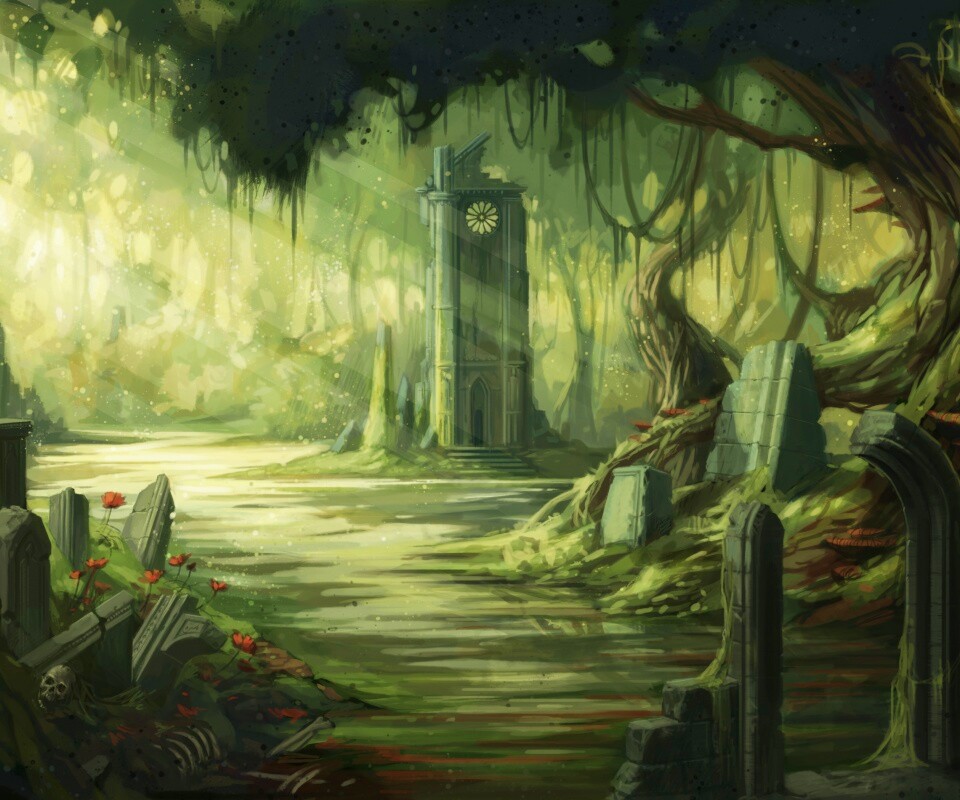 Руины эльфийского города обои