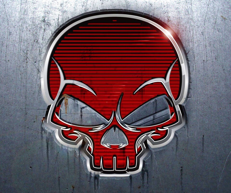 Красный череп лого обои