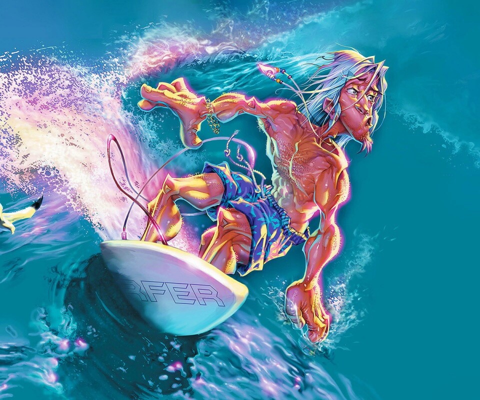 Карикатура на серфера обои