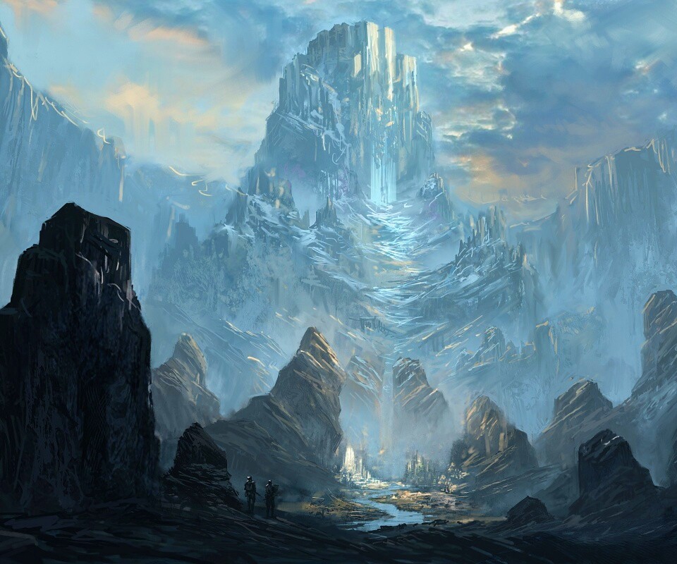 Город в горах обои