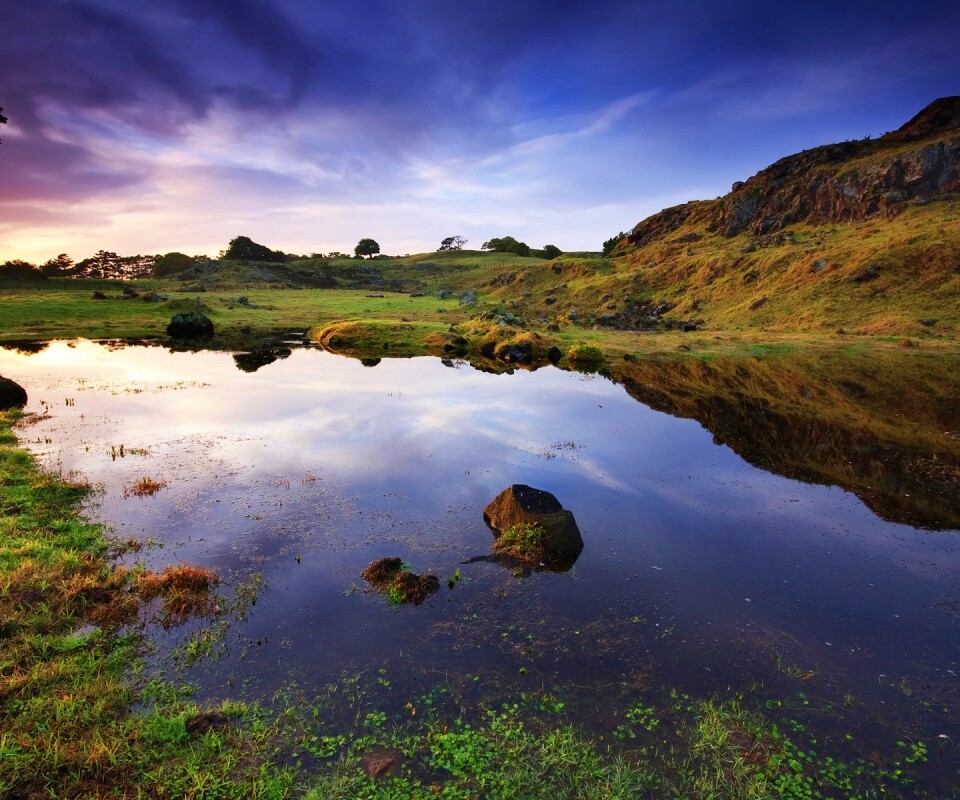 Затопленная долина в Новой Зеландии обои