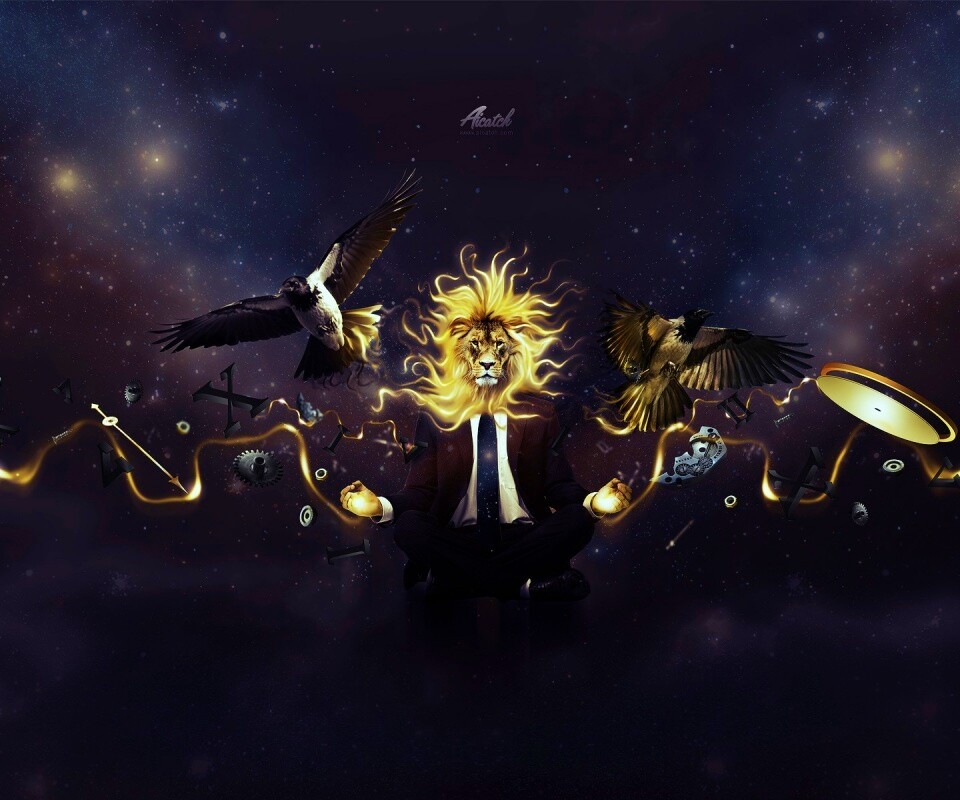 Мужчина с головой льва обои