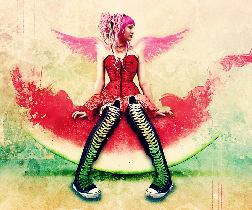 Арбузная девушка обои