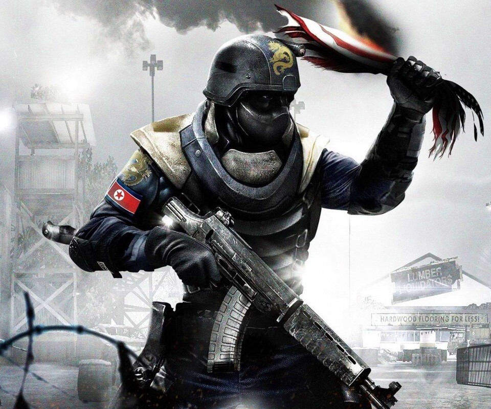 Китайский солдат жжет американский флаг обои