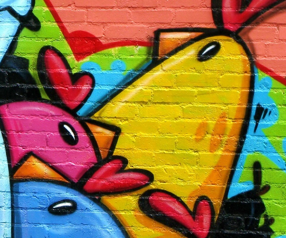 Граффити Курица с цыплятами обои