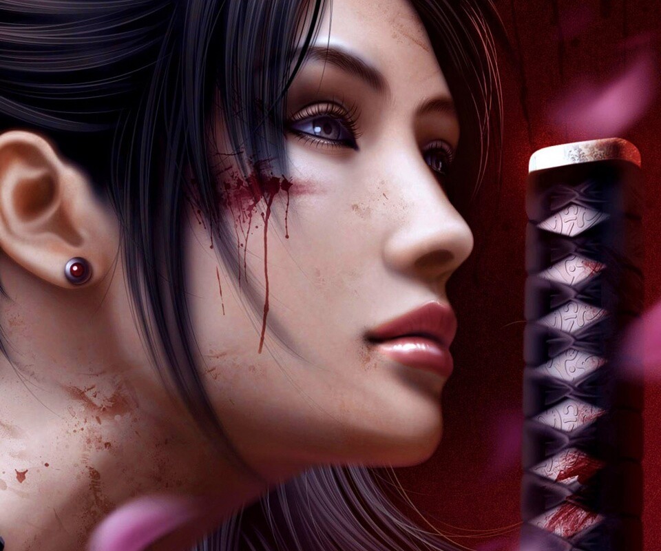 Японка с катаной обои