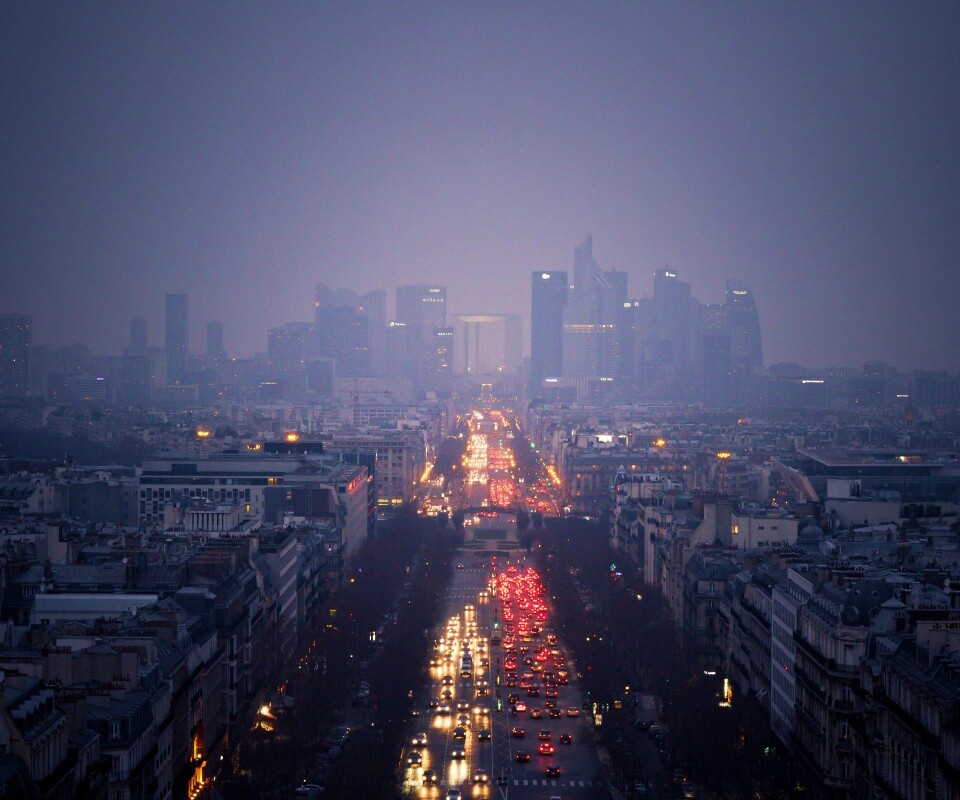 Ночной город в тумане обои