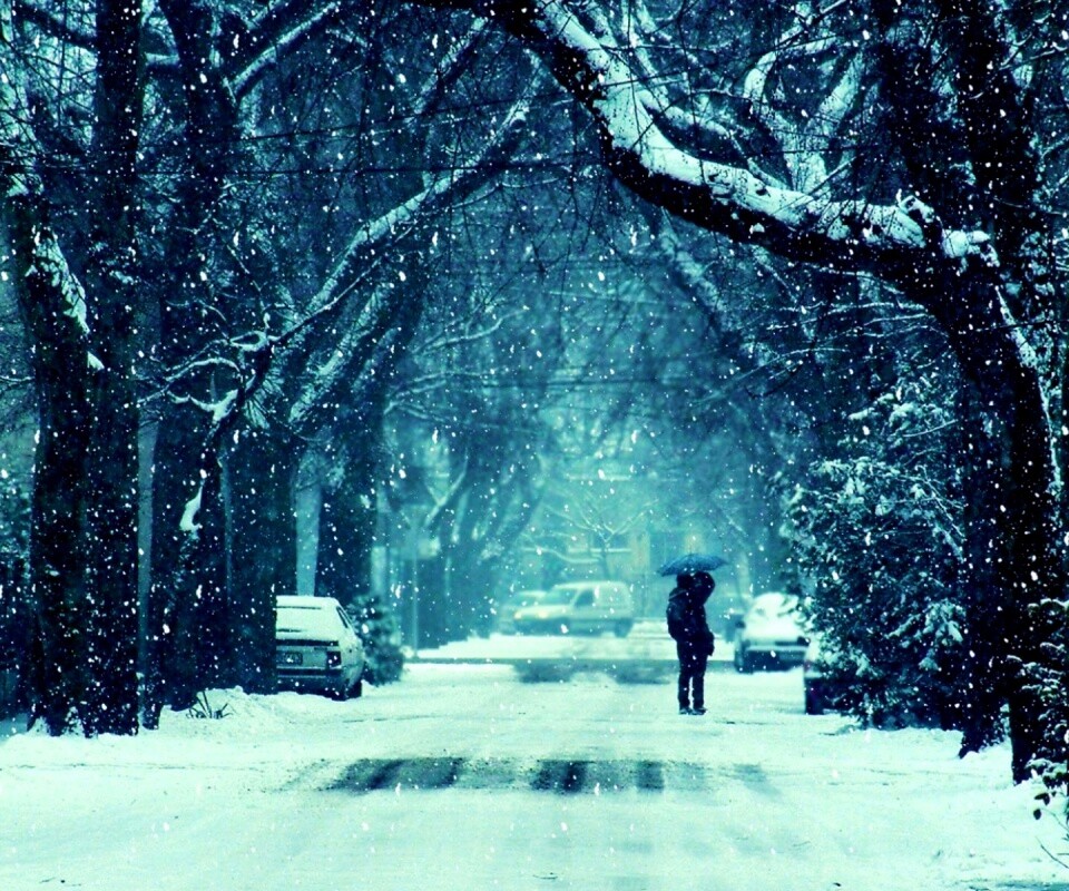 Зимняя улица обои