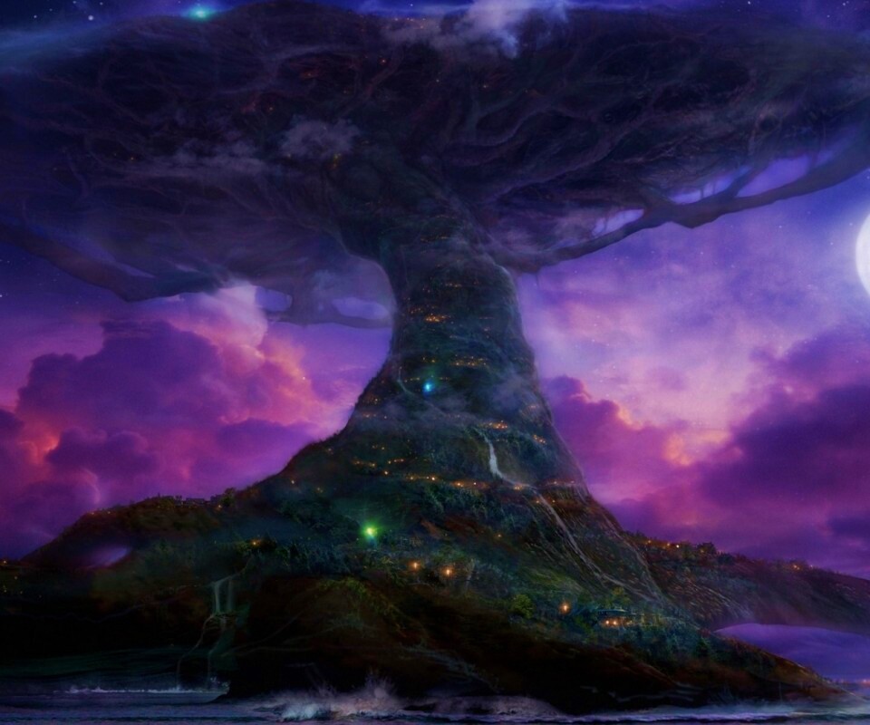 Дерево-город обои