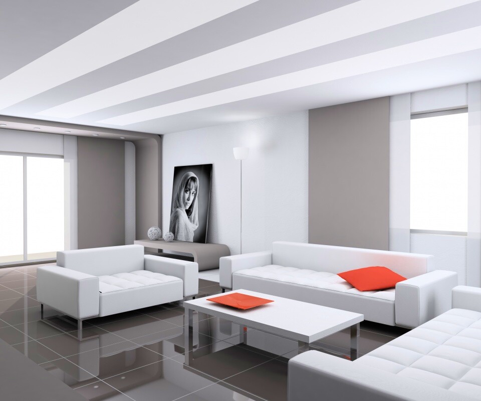 Белая гостинная обои