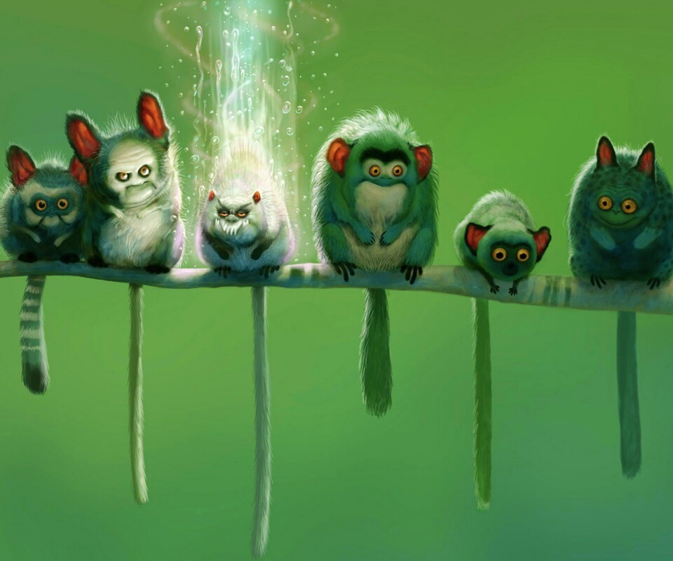 Существа на ветке обои