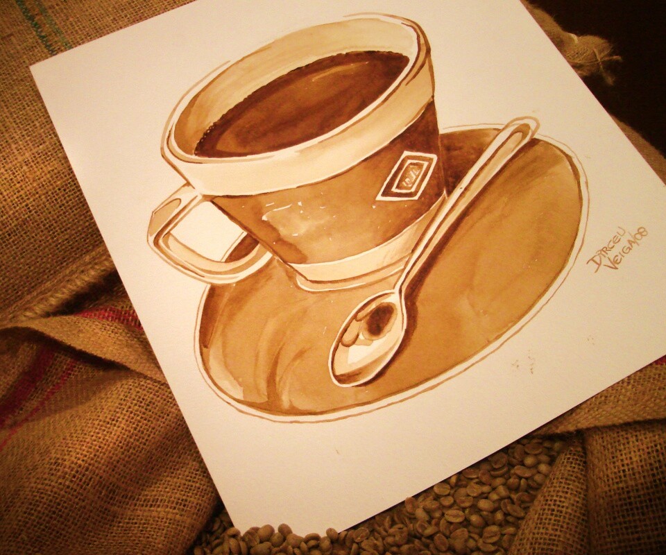 Нарисованная чашка кофе обои