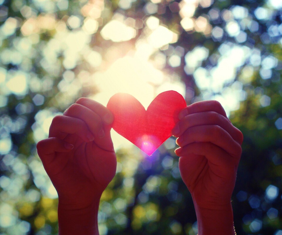 Бумажное красное сердце обои