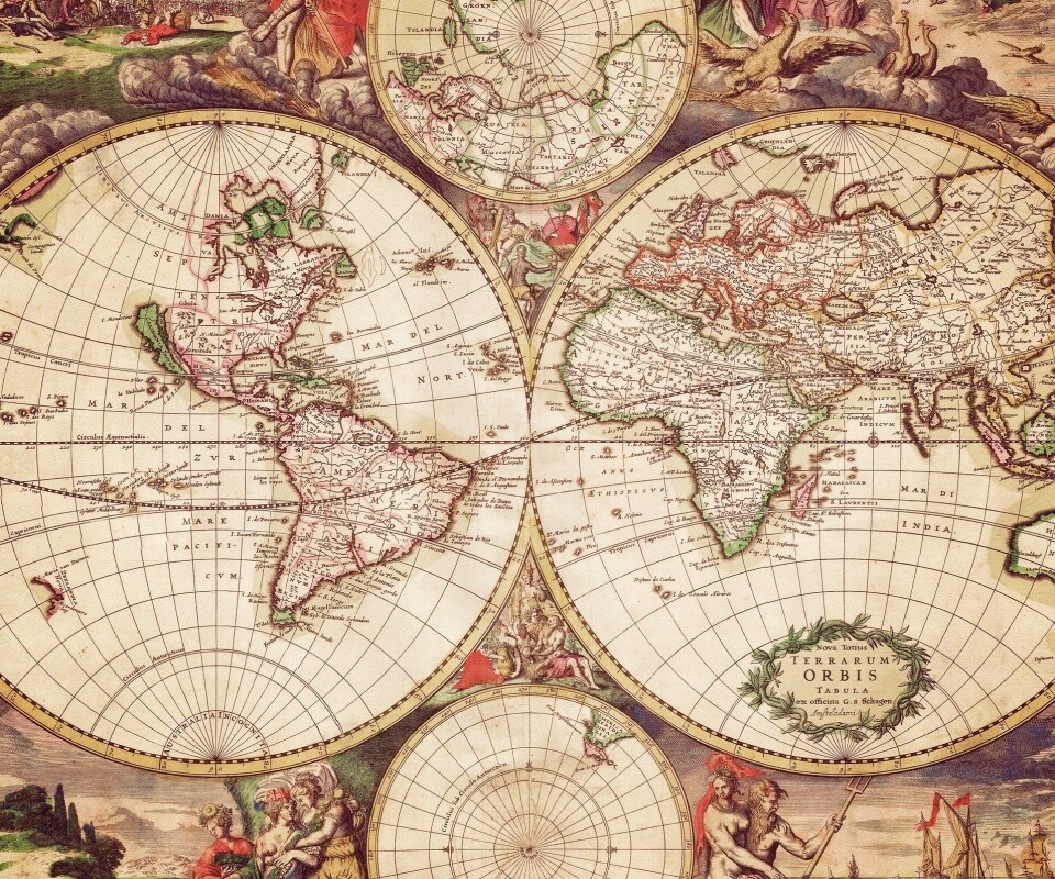 Старинная карта мира обои
