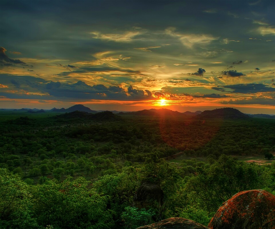 Закат в Африке обои