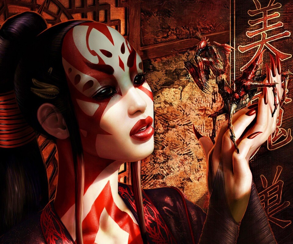 Девушка и богомол обои