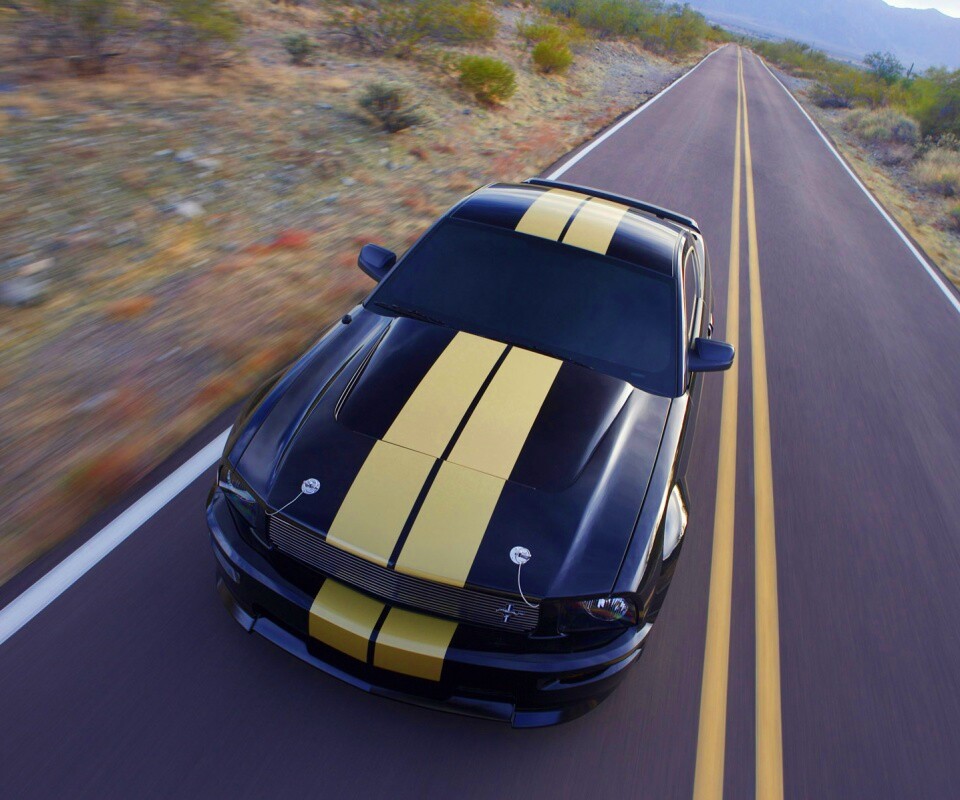 Ford Mustang  с гоночными полосками обои