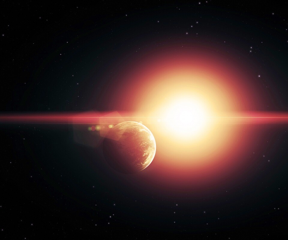 Планета на фоне звезды обои