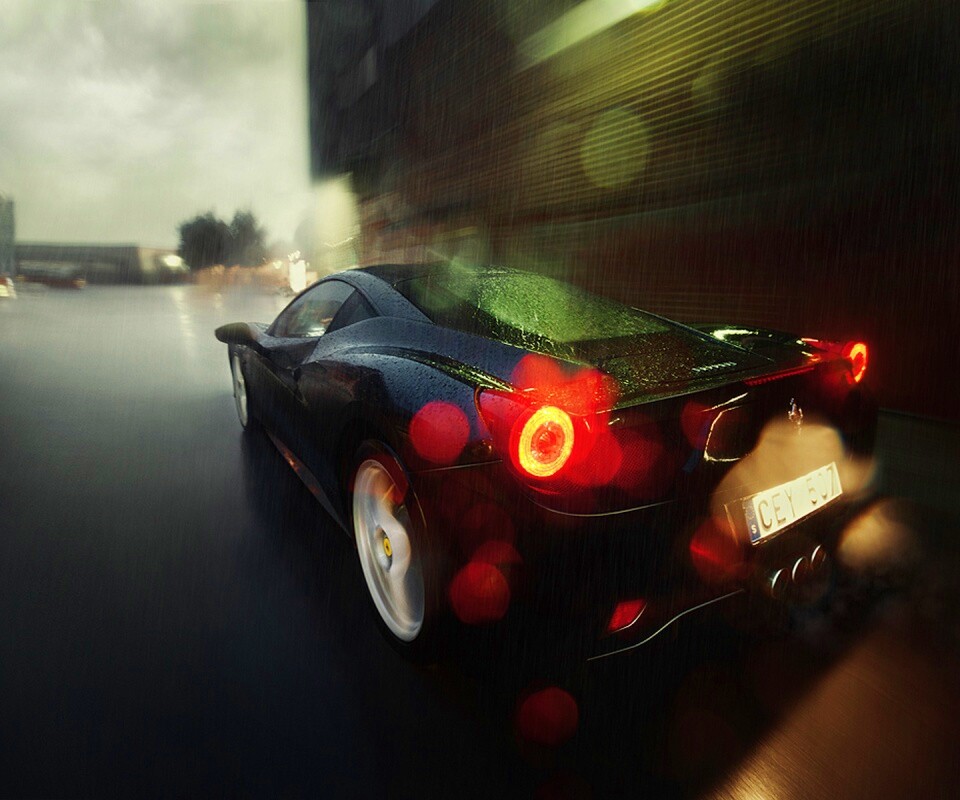 Ferrari под дождем обои