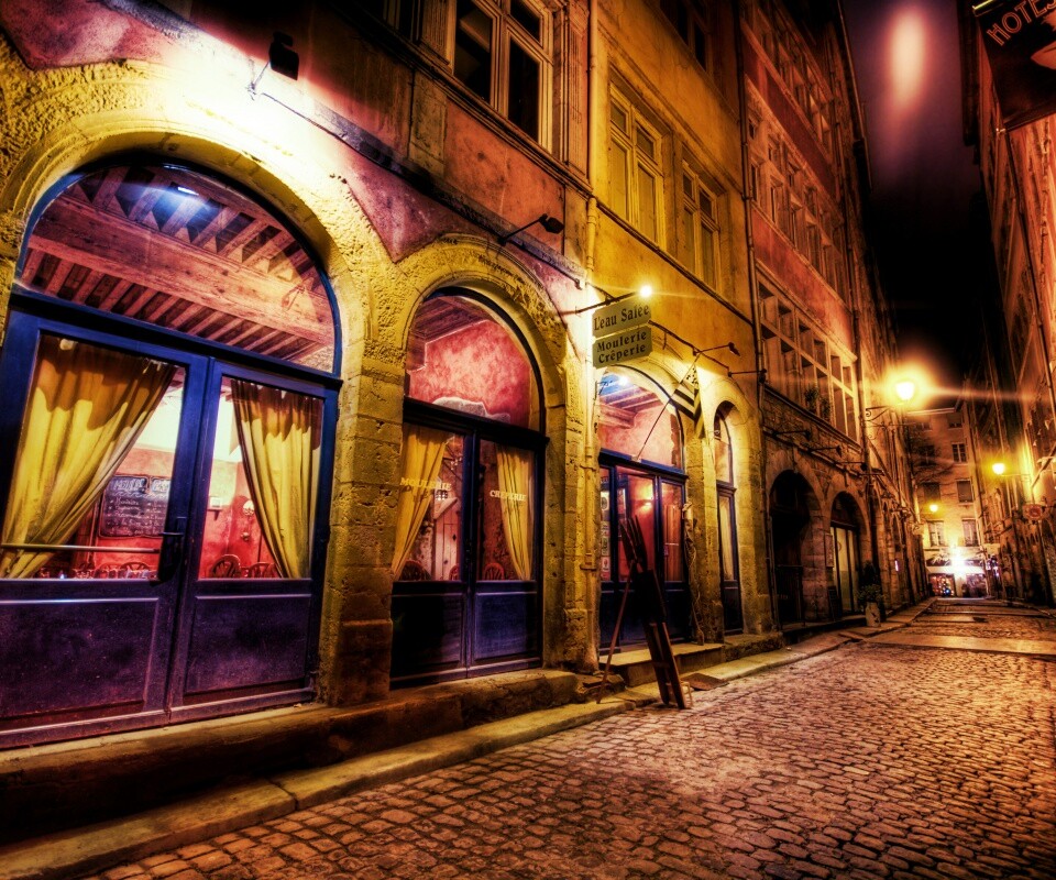 Ночная улочка обои