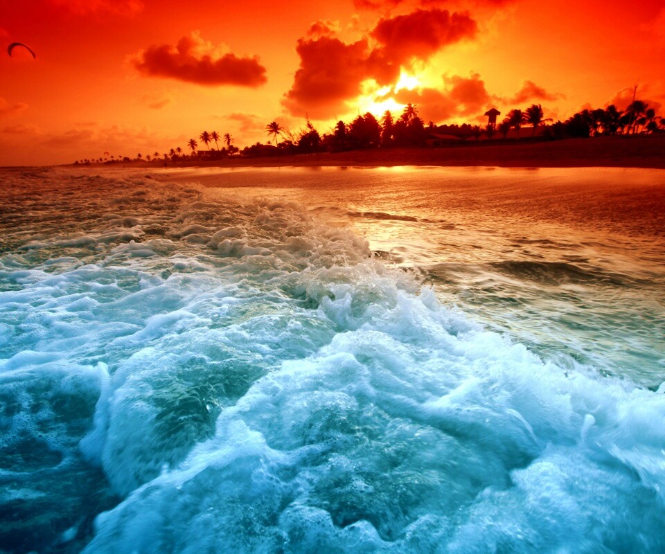 Огненный пляж обои
