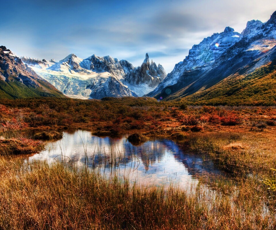 Болота на фоне гор обои