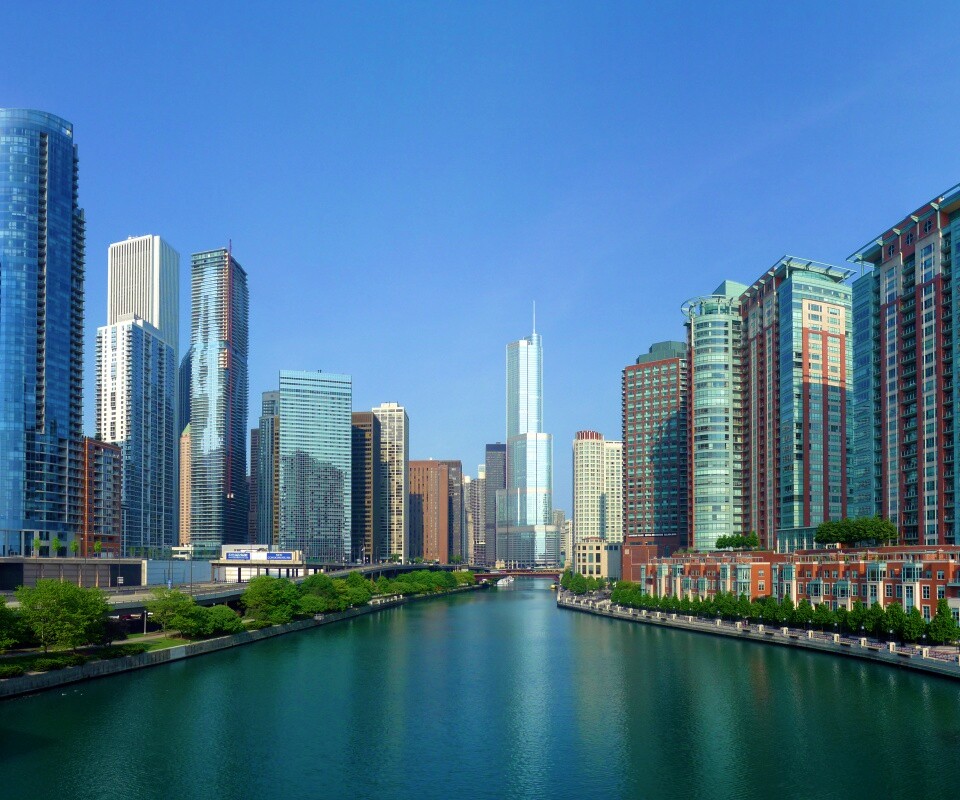 Вид на Чикаго обои