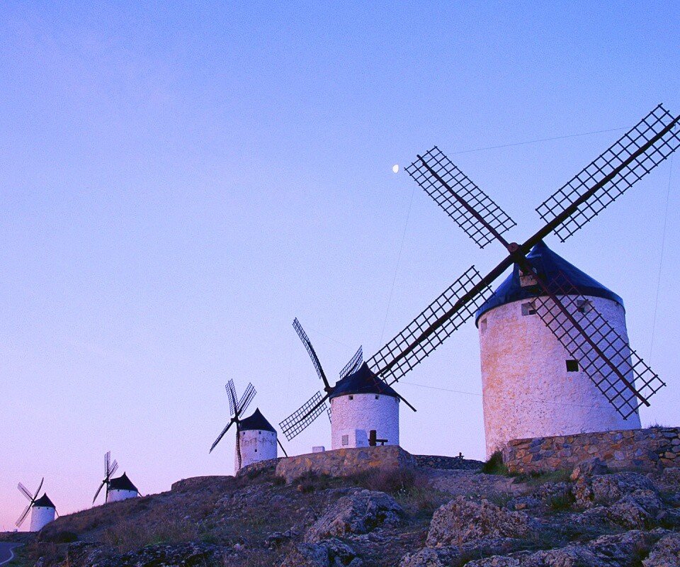 Пейзаж из ветряных мельниц обои
