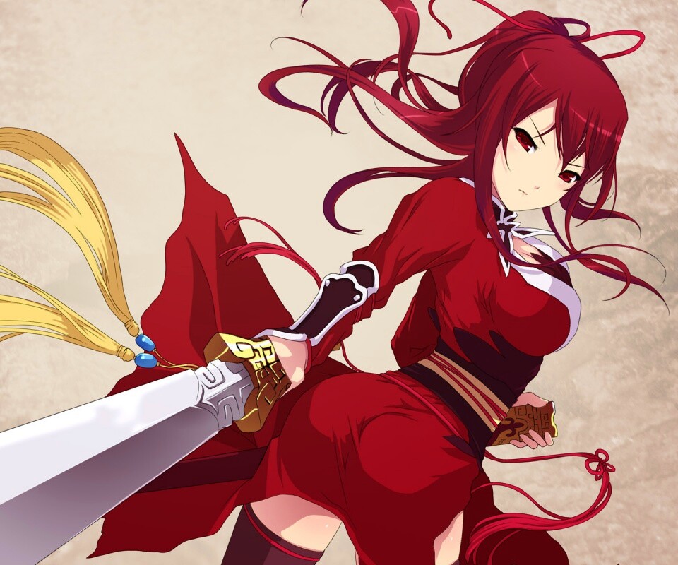 Рыжая девочка с мечем обои