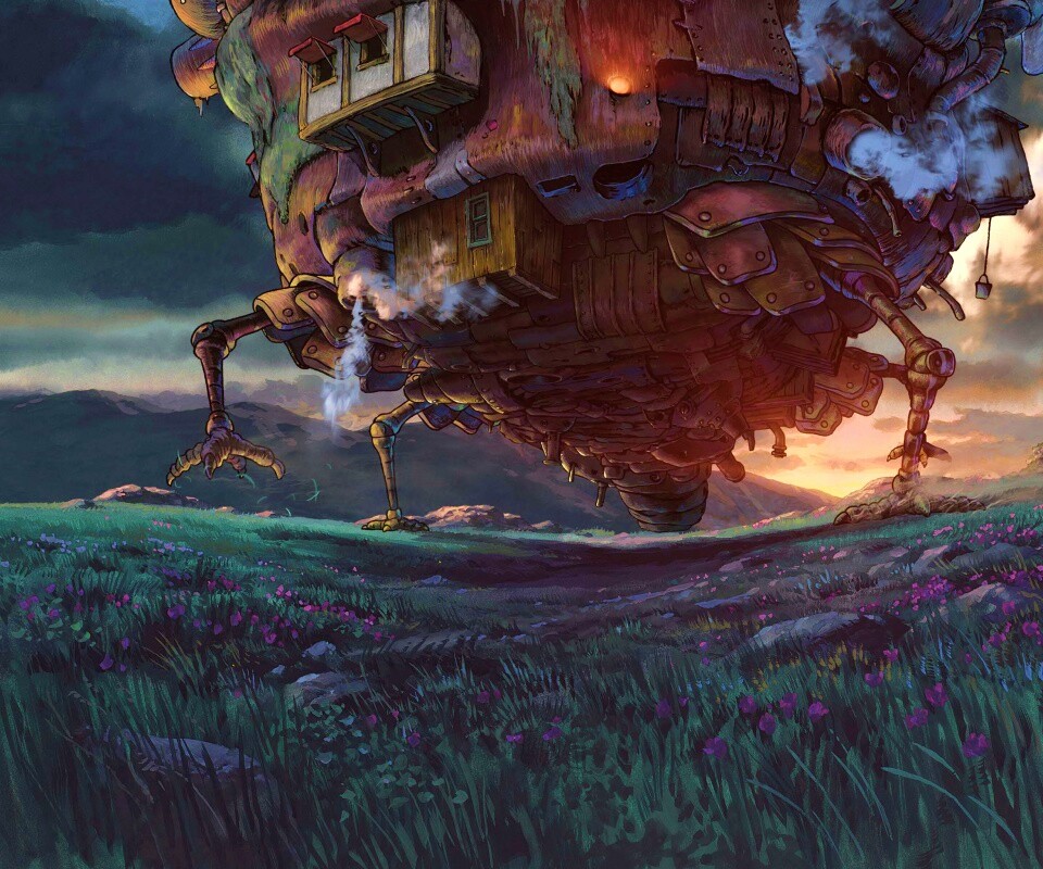 Ходячий замок в движении обои