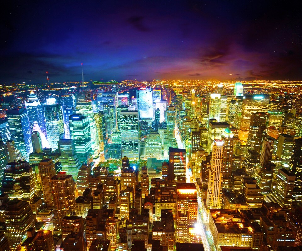 Вид на ночной Нью-Йорк обои