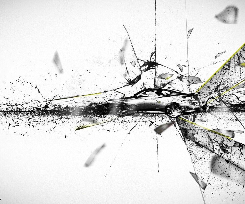 Летящие осколки обои