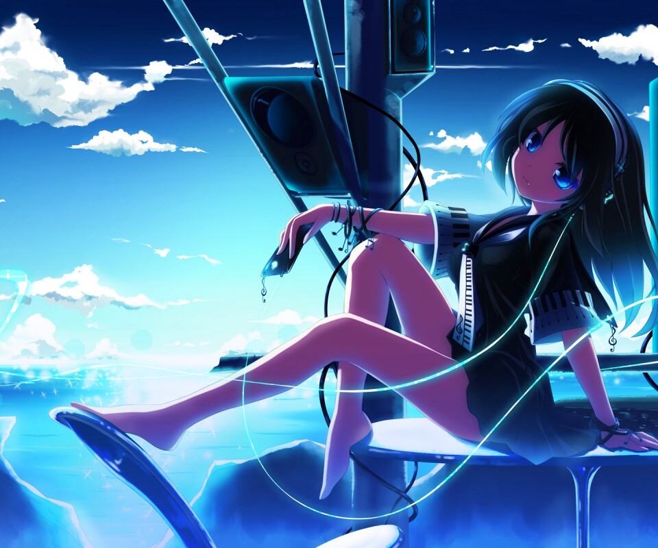 Девочка с плеером обои