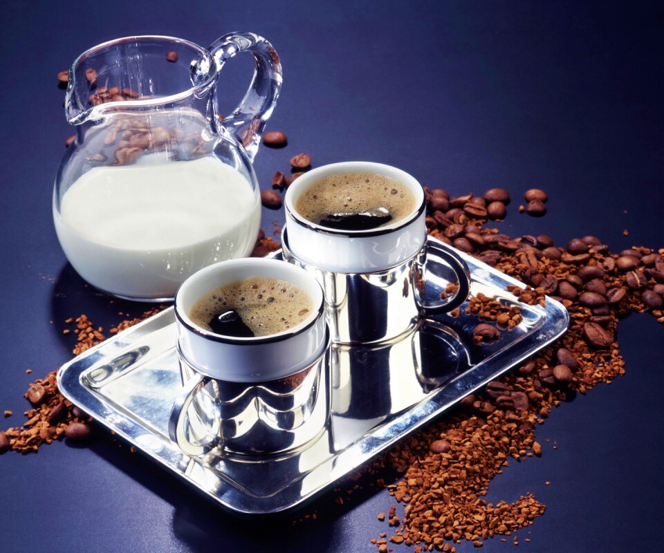 Поднос с кофе обои