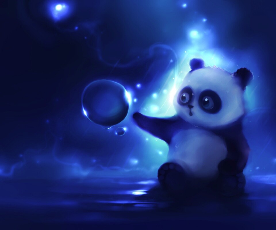 Панда и пузырек обои