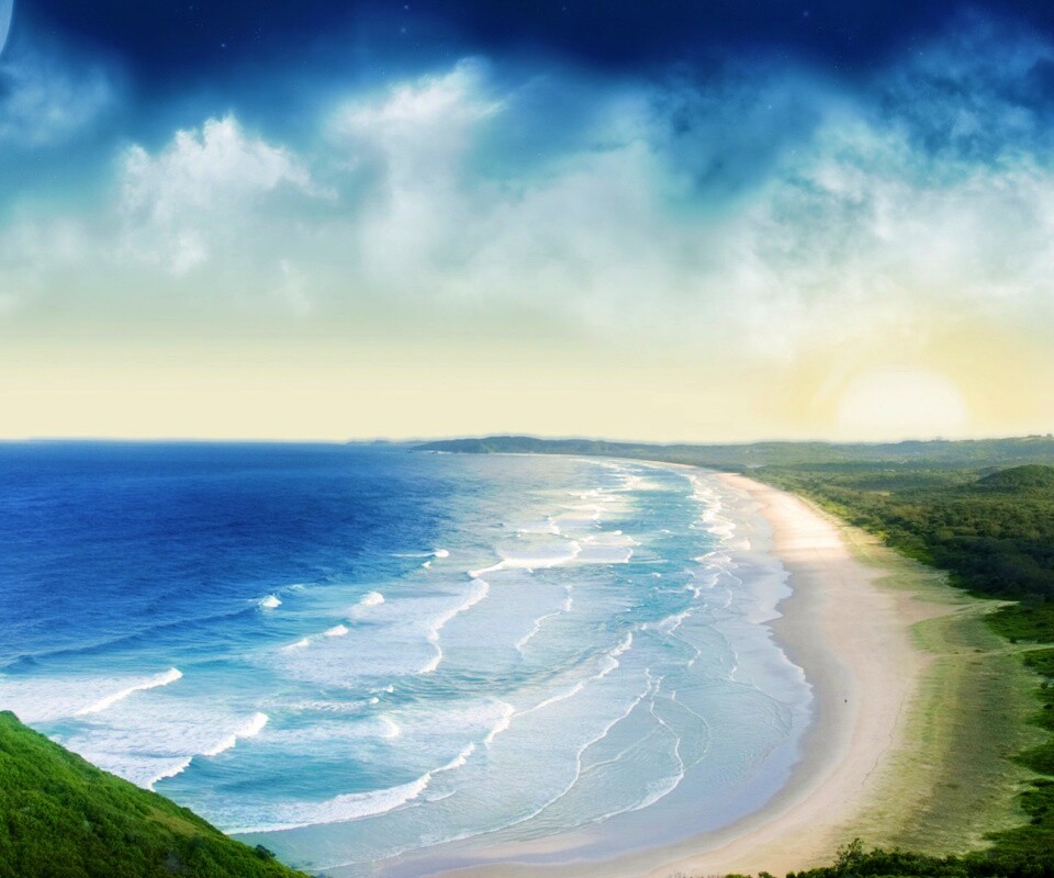 Берег до горизонта обои