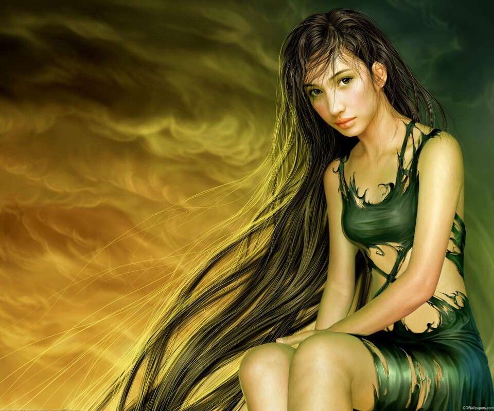 Девушка с длинными волосами обои