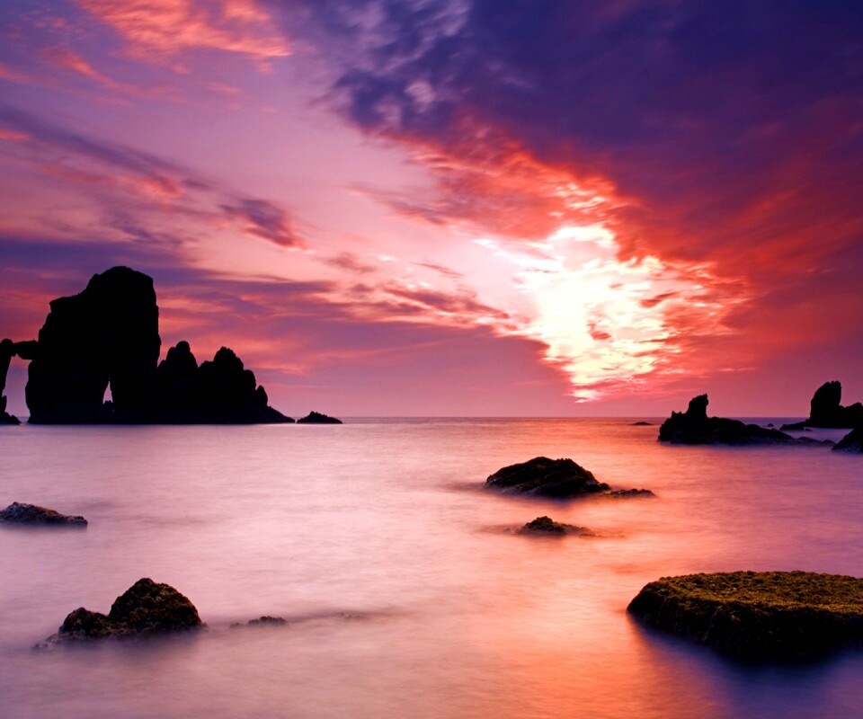 Закат на море обои