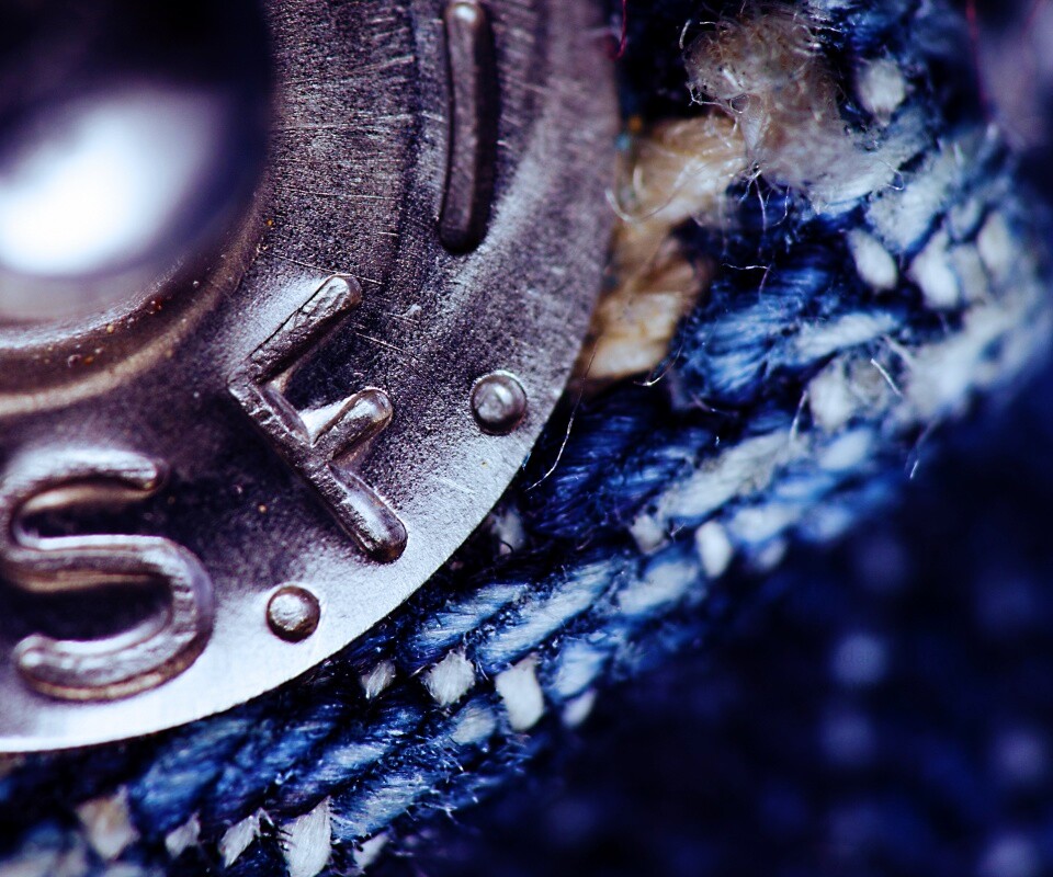 Заклепка на джинсах в макро обои