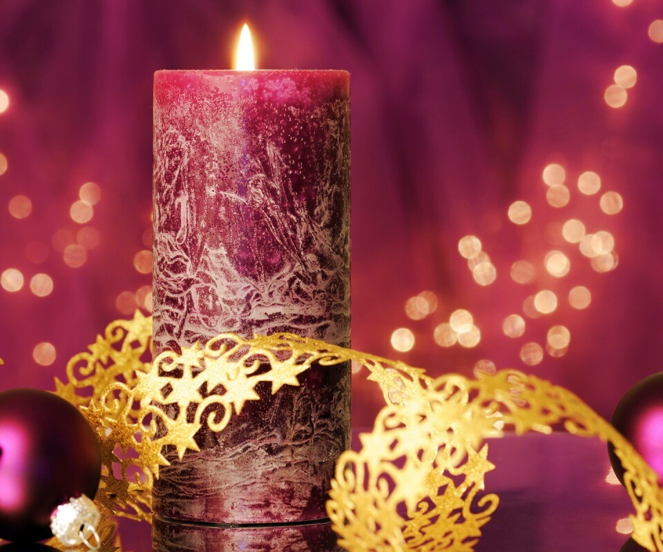 Новогодняя свеча обои