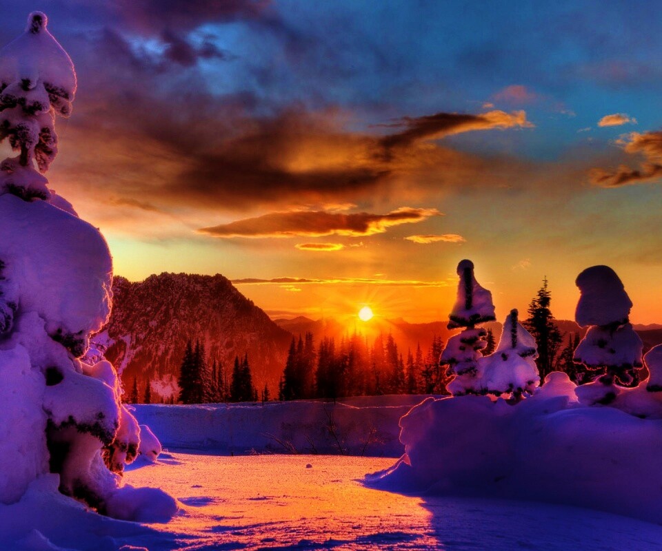 Зимнее солнце обои