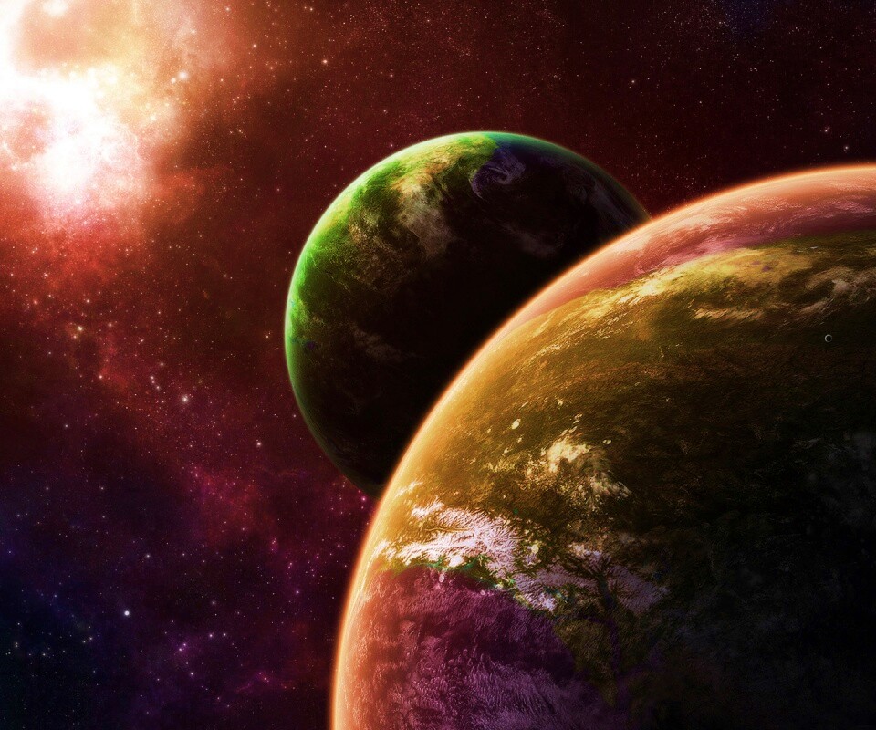 Две планеты в космосе обои